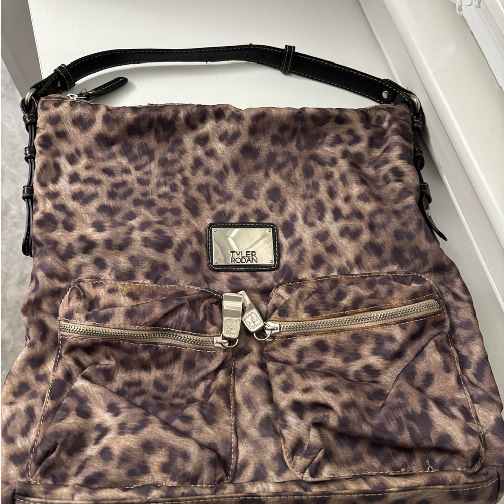 Tyler Rodan Brown Shoulder Bag with Leopard Print